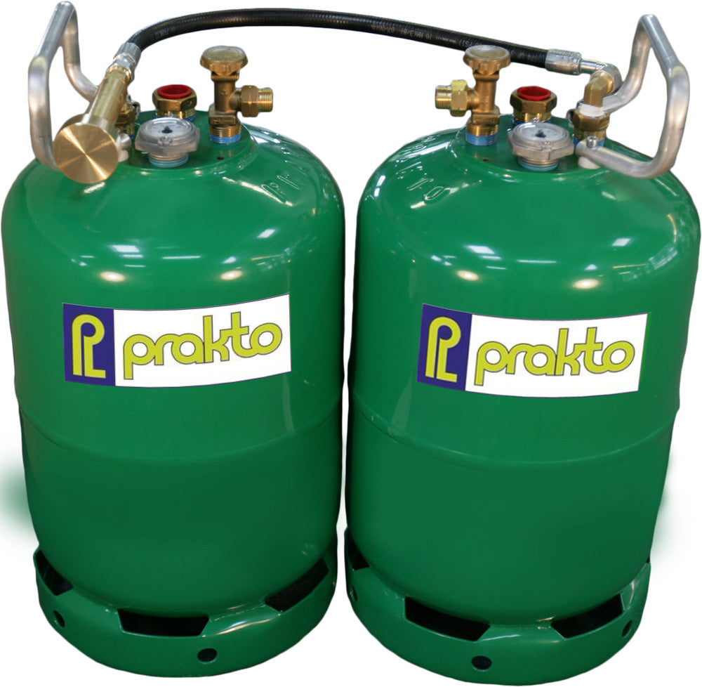 Set 2 Butelii GPL Reîncărcabile Prakto 11 kg (22 kg Total) Alimentare Laterală Stânga