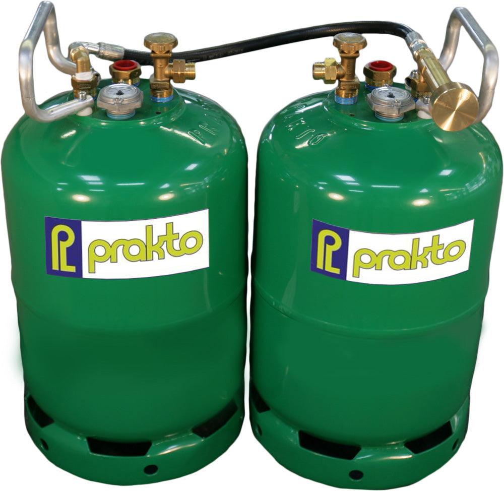 Set 2 Butelii GPL Reîncărcabile Prakto 11 kg (22 kg Total) Alimentare Laterală Dreapta