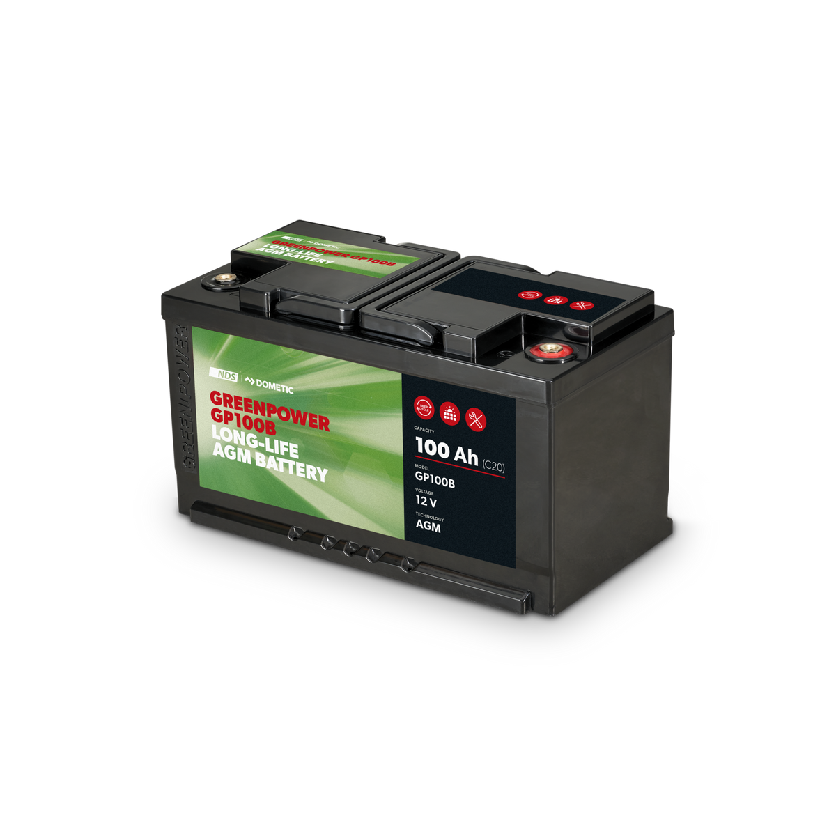 Dometic NDS GREENPOWER GP100B – Baterie AGM 100 Ah cu profil redus