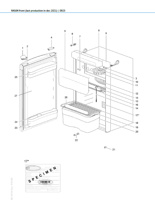 Piese de schimb frigider Thetford N4104 – Seria N4000 absorbție