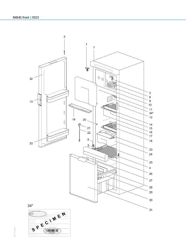 Piese de schimb frigider Thetford N4141 – Seria N4000 absorbție