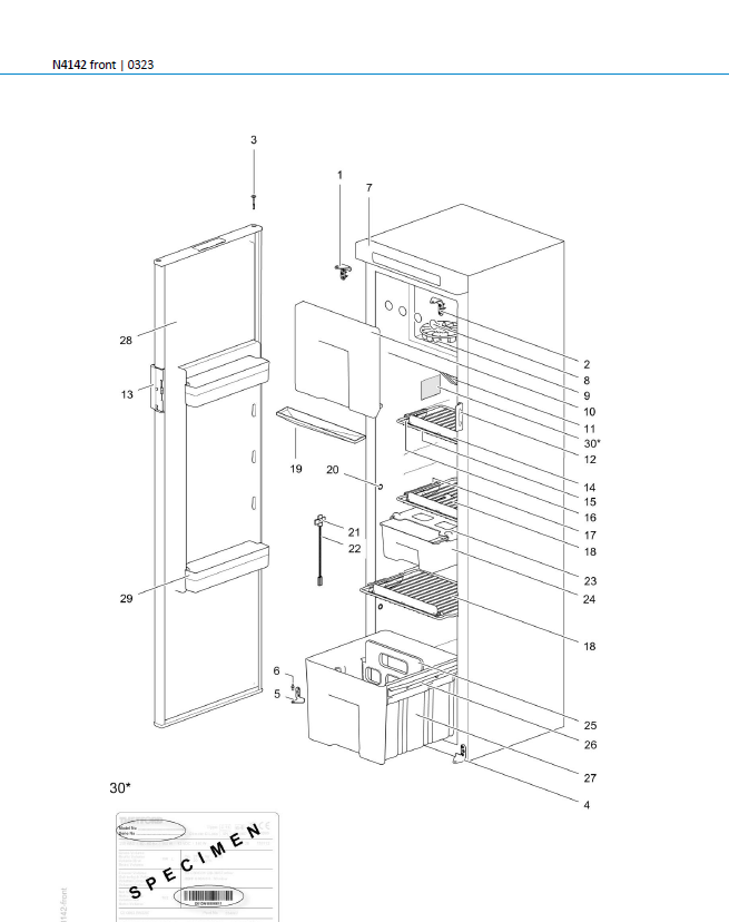 Piese de schimb frigider Thetford N4142 – Seria N4000 absorbție