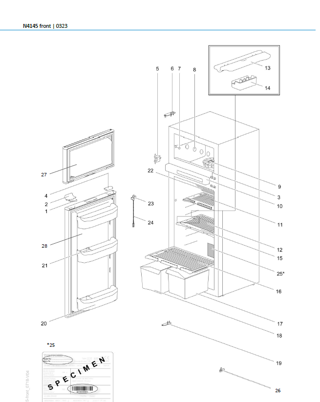Piese de schimb frigider Thetford N4145 – Seria N4000 absorbție