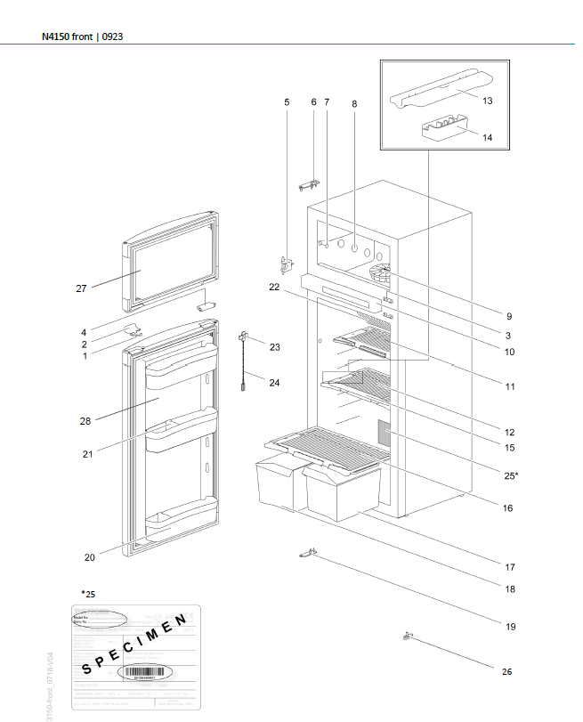 Piese de schimb frigider Thetford N4150 – Seria N4000 absorbție