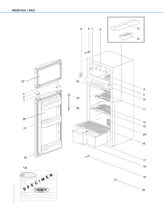 Piese de schimb frigider Thetford N4150 – Seria N4000 absorbție
