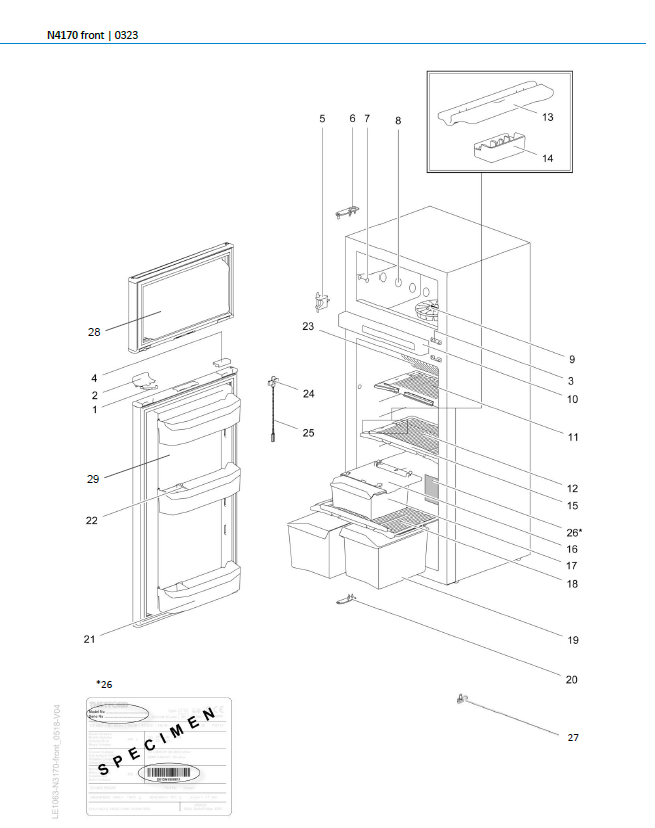 Piese de schimb frigider Thetford N4170 – Seria N4000 absorbție