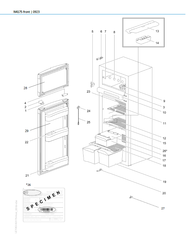 Piese de schimb frigider Thetford N4175 – Seria N4000 absorbție