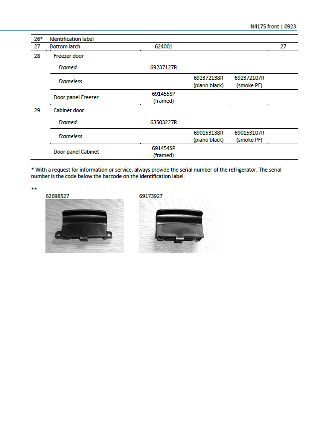 Piese de schimb frigider Thetford N4175 – Seria N4000 absorbție