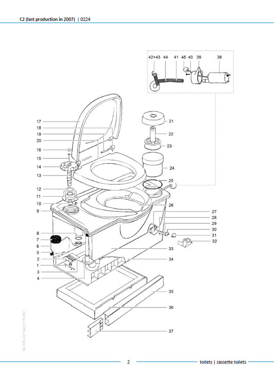 Piese toaletă Thetford C2 (producție până în 2007)