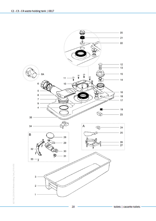 Piese rezervor deșeuri Thetford C2 / C3 / C4 Waste-Holding Tank