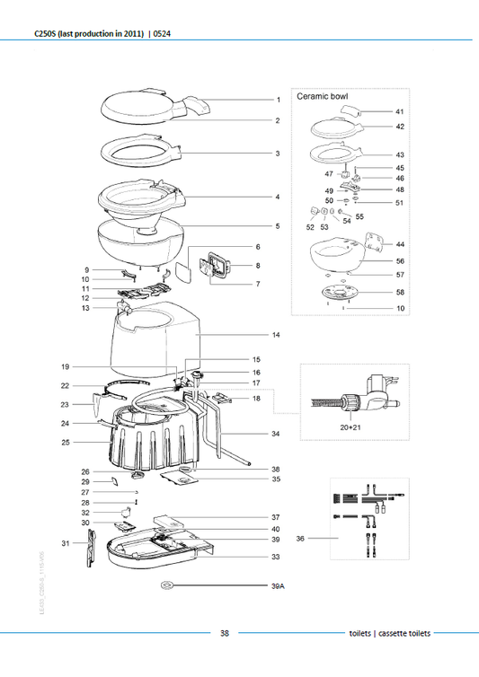 Piese toaletă Thetford C250S (producție până în 2011)