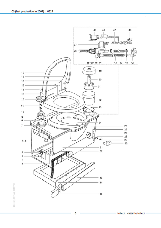 Piese toaletă Thetford C3 (producție până în 2007)