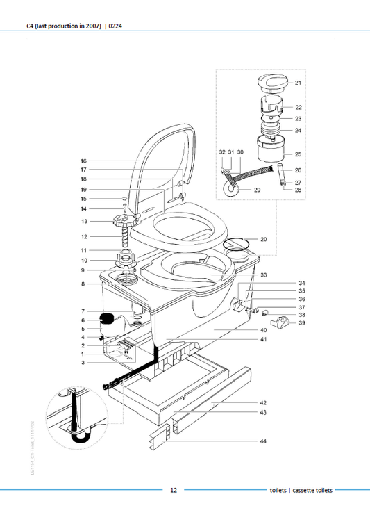Piese toaletă Thetford C4 (producție până în 2007)