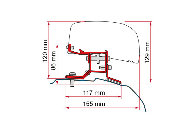 Adaptor montaj marchiză Fiamma F40Van Deep Black  set 2 piese