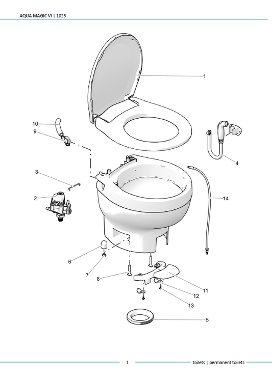 Piese toaletă permanentă Thetford Aqua Magic VI