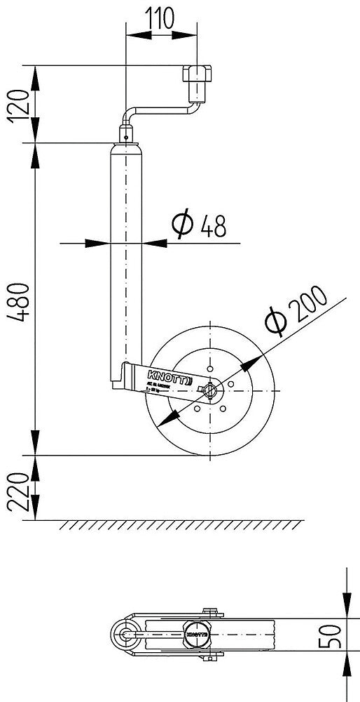 Roată de sprijin Knott TK48 – 9949123 – Schemă tehnică