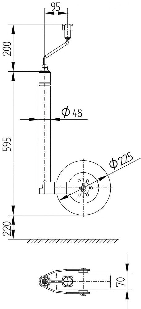 Roată de sprijin Knott TK48 – 9949125 – Schemă tehnică