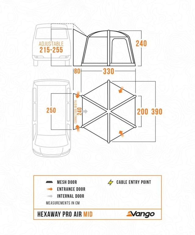 Cort gonflabil pentru van Vango Hexaway Pro Air, Mid și Tall