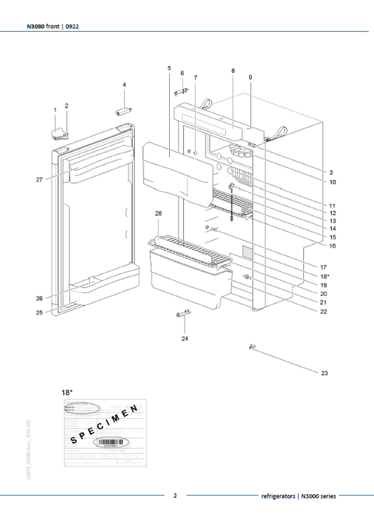 Piese de schimb frigider Thetford N3080 – Seria N3000 absorbție