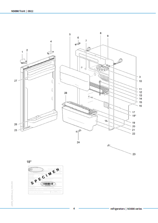 Piese de schimb frigider Thetford N3090 – Seria N3000 absorbție