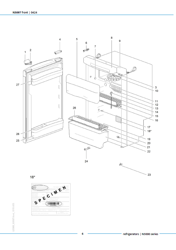 Piese de schimb frigider Thetford N3097 – Seria N3000 absorbție