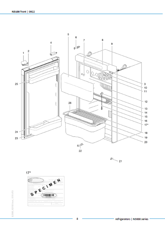Piese de schimb frigider Thetford N3100 – Seria N3000 absorbție