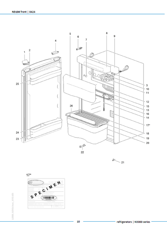 Piese de schimb frigider Thetford N3104 – Seria N3000 absorbție