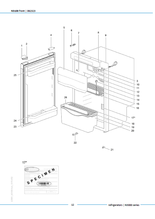 Piese de schimb frigider Thetford N3108 – Seria N3000 absorbție