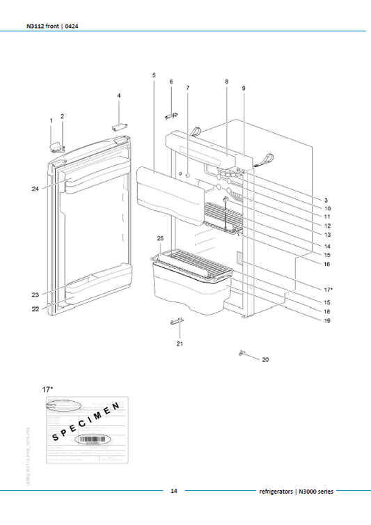 Piese de schimb frigider Thetford N3112 – Seria N3000 absorbție