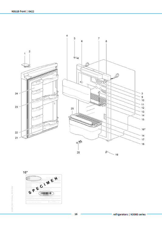 Piese de schimb frigider Thetford N3115 – Seria N3000 absorbție