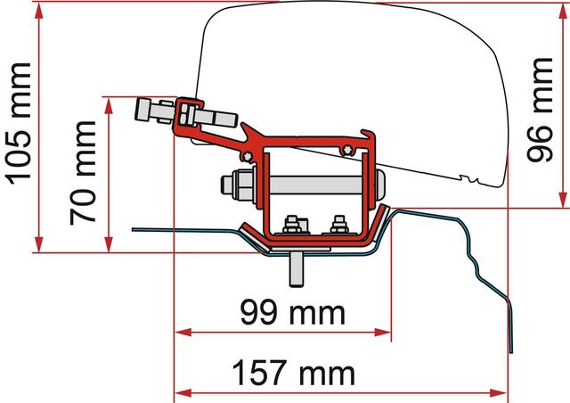 Adaptor montaj marchiză Fiamma F40Van Deep Black  set 2 piese