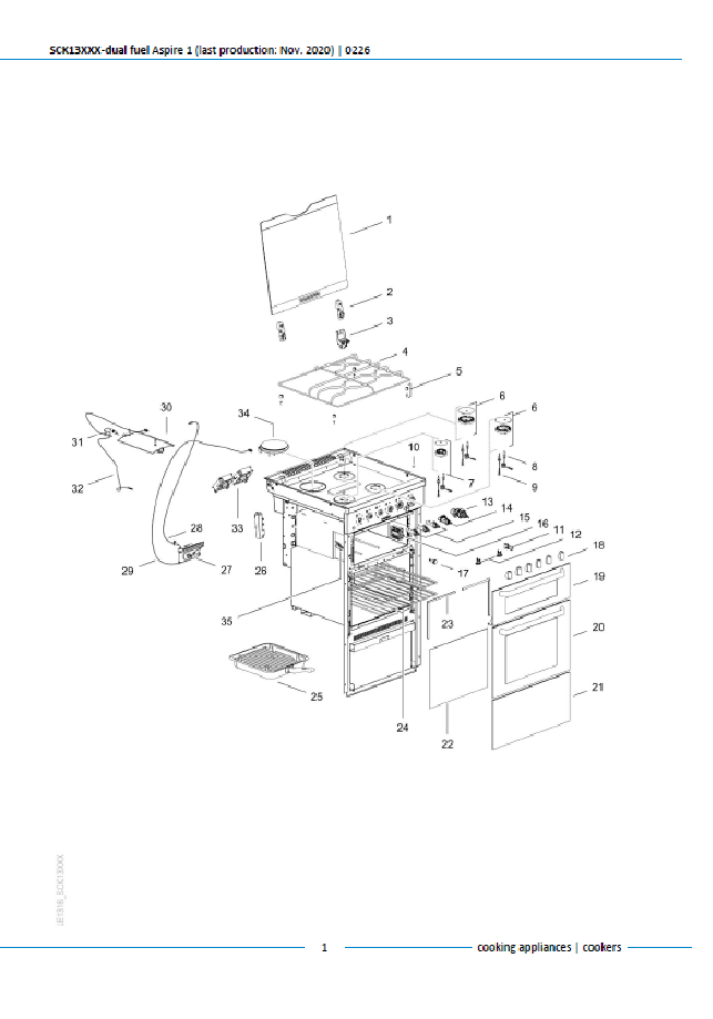 Piese de schimb pentru aragazul Thetford Aspire 1 SCK13