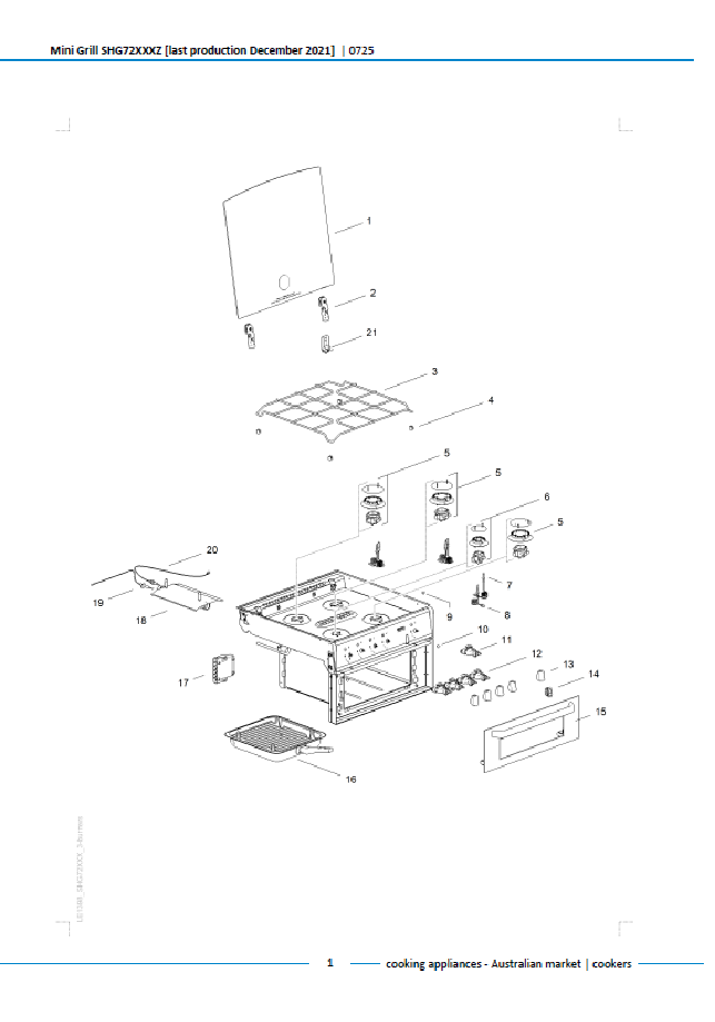 Piese de schimb pentru aragazul Thetford Mini Grill SHG72