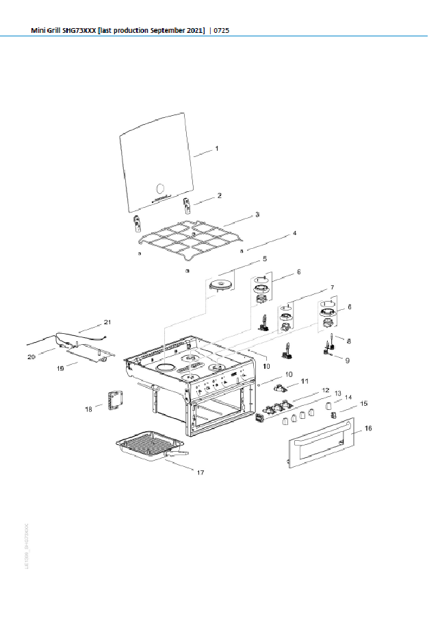 Piese de schimb pentru aragazul Thetford Mini Grill SHG73