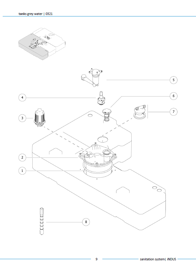Piese sistem iNDUS Thetford – Listă oficială componente (Toilet, Macerator, Dosing, Rezervoare)