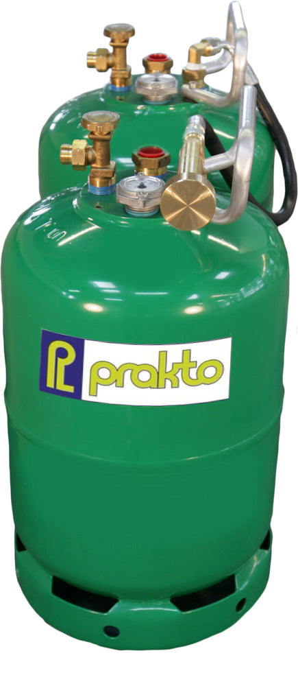 Set 2 Butelii GPL Reîncărcabile Prakto 11 kg (22 kg Total) Alimentare Față/Dreapta – Configurație Tandem