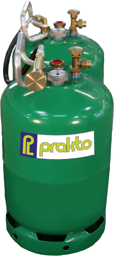 Set 2 Butelii GPL Reîncărcabile PRAKTO 11kg (22kg Total) – Alimentare Față/Stânga (Configurație în Tandem)
