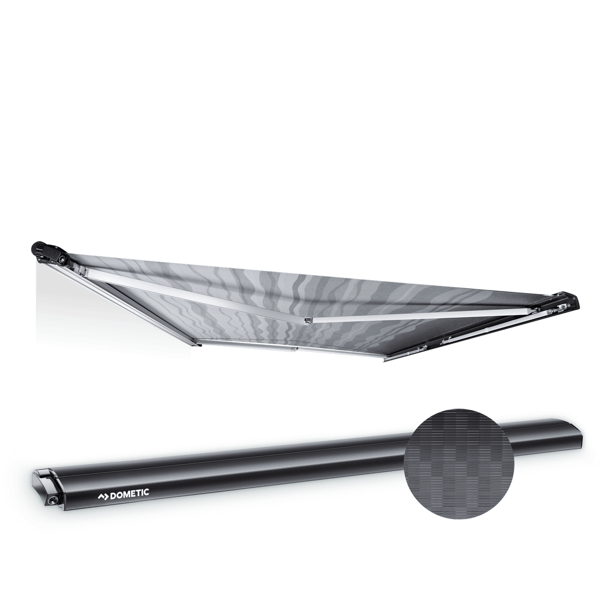 Marchiză de acoperiș Dometic PerfectRoof PR 2000 cu carcasă Anthracite și țesătură Grey Horizon