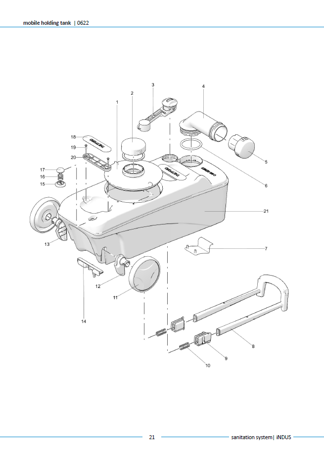 Piese sistem iNDUS Thetford – Listă oficială componente (Toilet, Macerator, Dosing, Rezervoare)